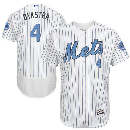 Mets #4 Lenny Dykstra White(Blue Strip) Flexbase Authentic Collection Father's Day Stitched MLB Jersey - Click Image to Close